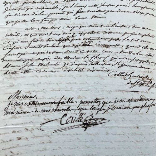 Belle lettre de remerciements de Collin d'Harleville, écrite de sa propriété de Mévoisins