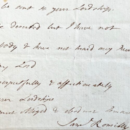 Lettre autographe signée de grand jurisconsulte anglais Samuel Romilly