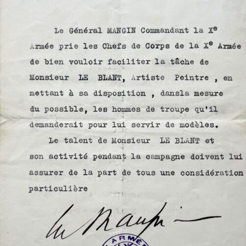 Juin 1918 : le général Mangin autorise l'accès au peintre d'histoire militaire Julien Le Blant – vue 2