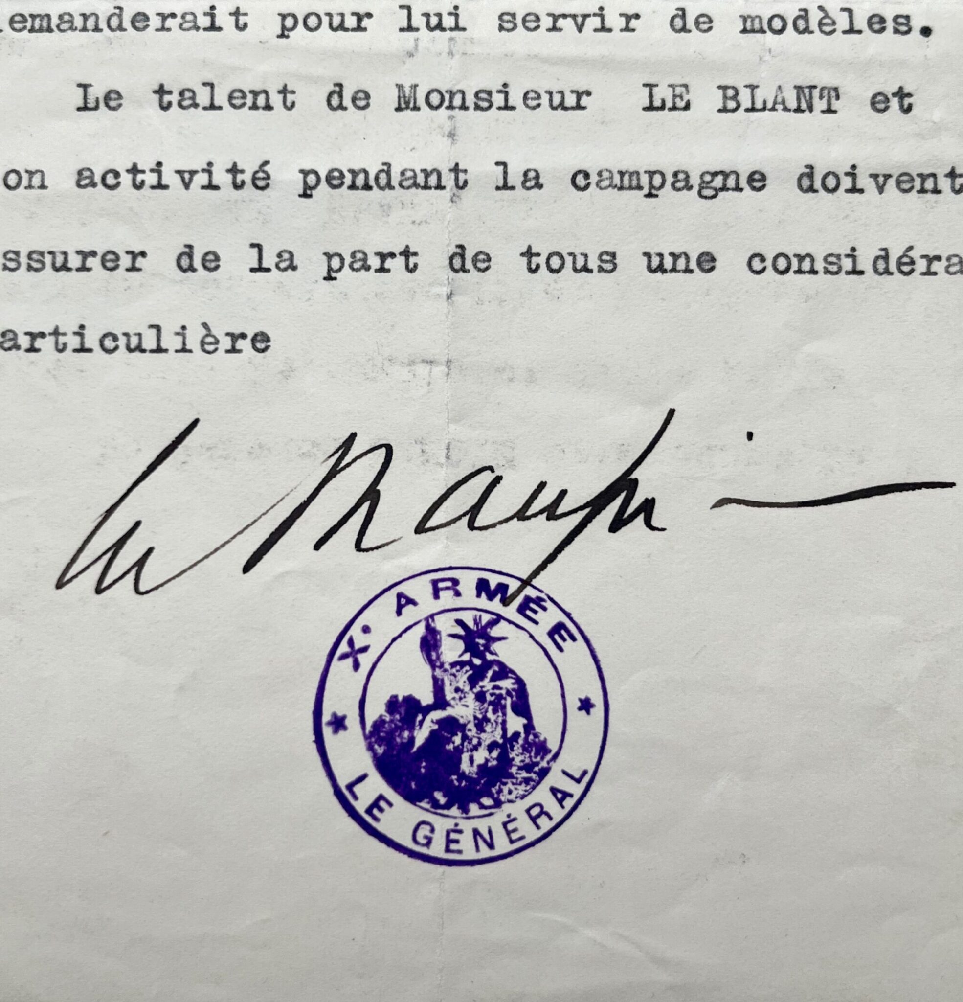 Juin 1918 : le général Mangin autorise l’accès au peintre d’histoire militaire Julien Le Blant