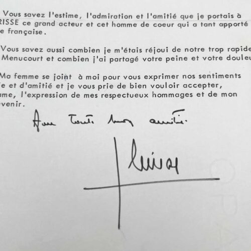 Jacques Chirac dit son admiration pour Paul Meurisse