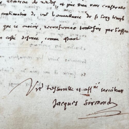 Rare lettre de Jacques Sirmond, grand érudit et confesseur de Louis XIII, sur Jean Bolland & la vie des Saints