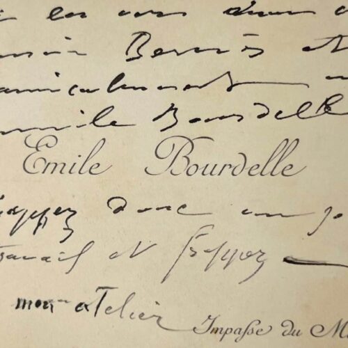 Carte de visite autographe d'Antoine Bourdelle