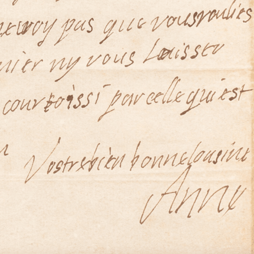 Belle lettre entièrement autographe d'Anne d'Autriche au duc de Luynes