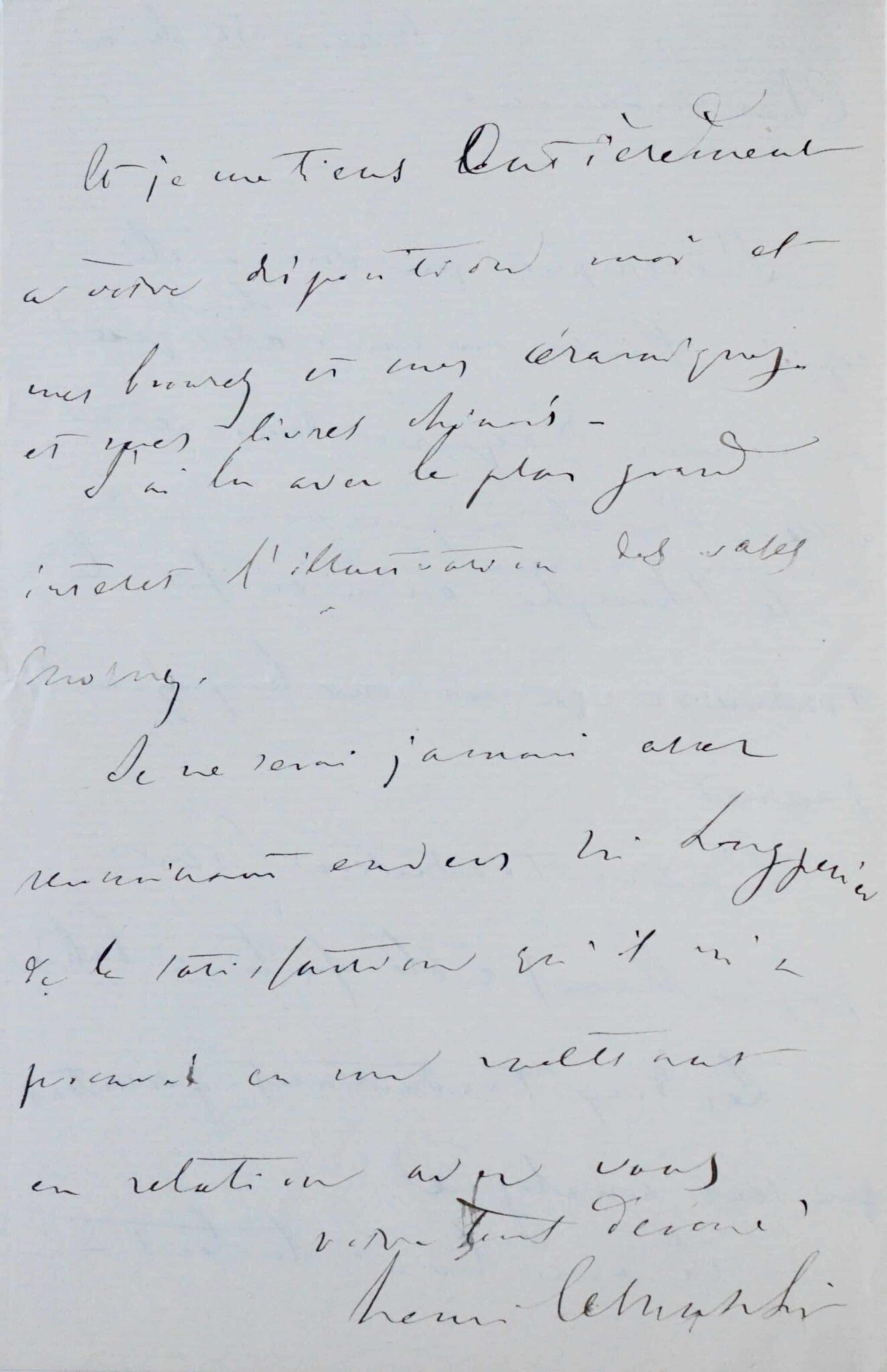 Lettre du grand collectionneur Henri Cernuschi l'inscription d'un vase chinois – vue 2 Lettre du grand collectionneur Henri Cernuschi l'inscription d'un vase chinois – vue 2