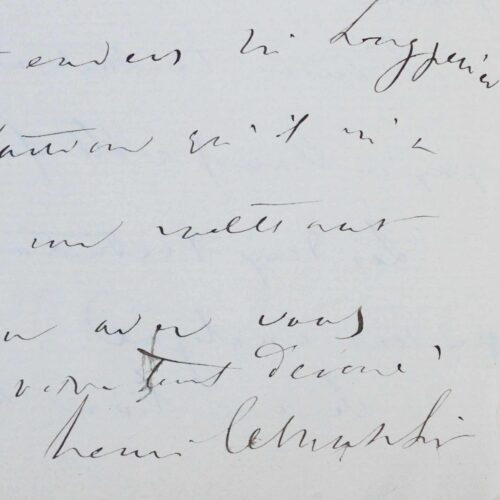 Lettre du grand collectionneur Henri Cernuschi l'inscription d'un vase chinois