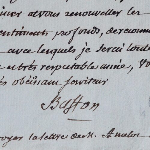 Lettre de Buffon adressée à Mme Necker depuis le Jardin du Roi
