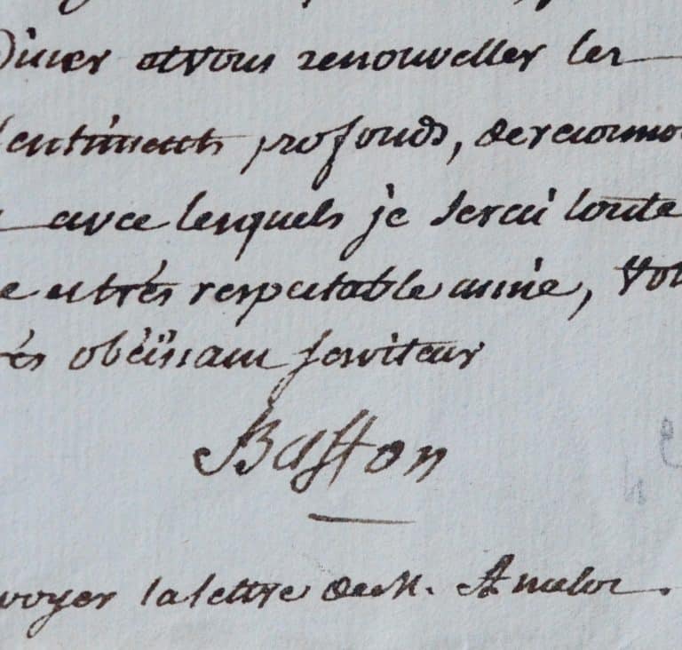 Lettre de Buffon adressée à Mme Necker depuis le Jardin du Roi