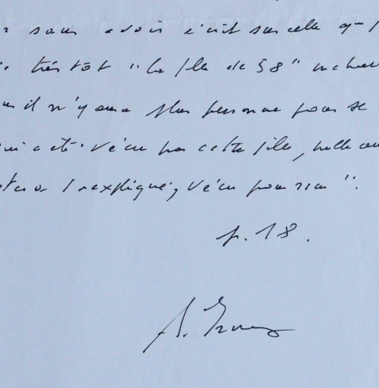 Copie de la main d&rsquo;Annie Ernaux d&rsquo;un extrait de son ouvrage autobiographique Mémoire de fille