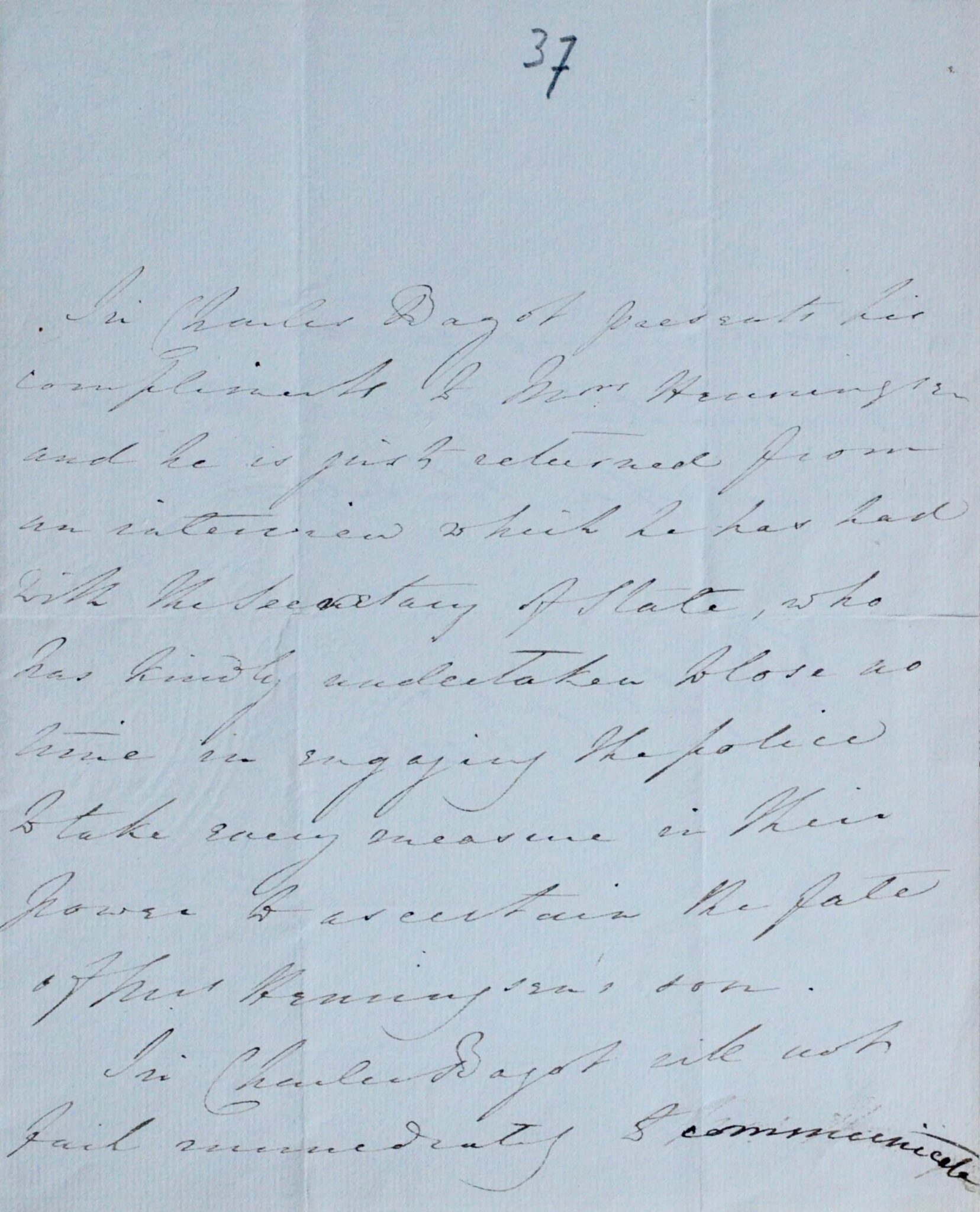Lettre du diplomate et administrateur colonial anglais Charles Bagot – vue 2 Lettre du diplomate et administrateur colonial anglais Charles Bagot – vue 2