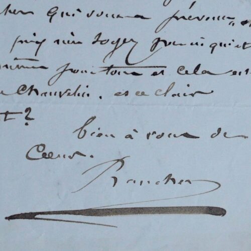 Hippologie : lettre du maître de dressage François Baucher au sujet d'une selle
