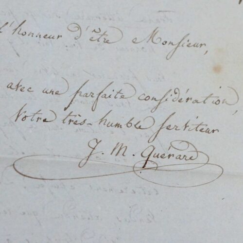 Intéressante lettre de Quérard à Crapelet à propos de l'édition sur grand papier de La France littéraire