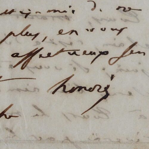 Lettre d'Honoré de Balzac à son ami Jean de Margonne, propriétaire du château de Saché