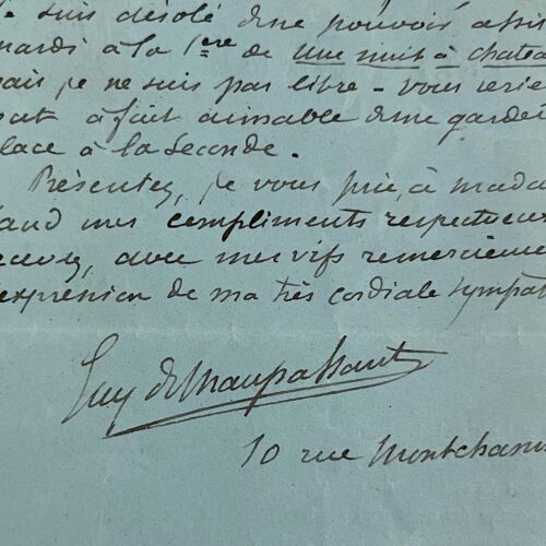 Guy de Maupassant zal niet aanwezig kunnen zijn bij de première van A Night in Châteauroux van Maurice Sand