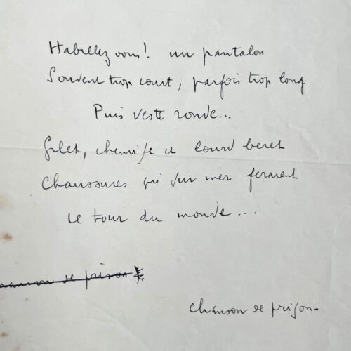 Uitzonderlijk handgeschreven motto uit Louis-Ferdinand Céline's 'Dood op krediet'
