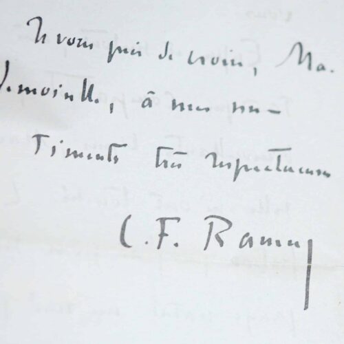 Belle lettre de Ramuz à Julie de Mestral sur "Les Circonstances de la vie" et son amour pour la Suisse
