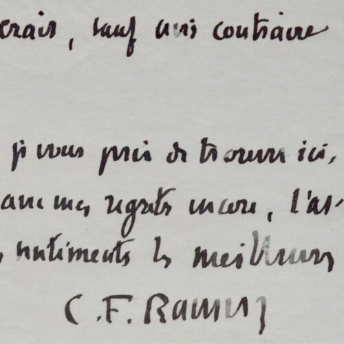 Ramuz ne parvient plus reprendre l'écriture de l'ouvrage débuté au printemps 1923