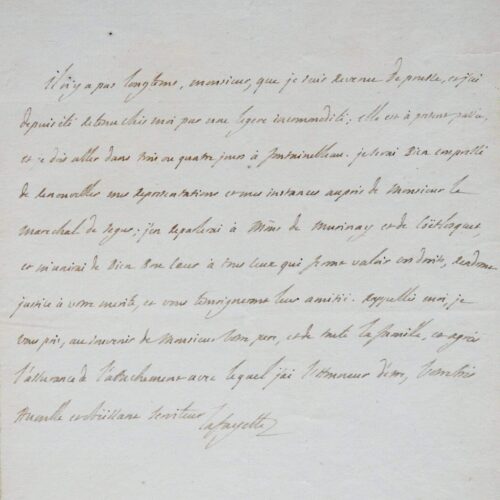 Lettre du marquis de Lafayette, de 1785, écrite à son retour de Prusse – vue 2