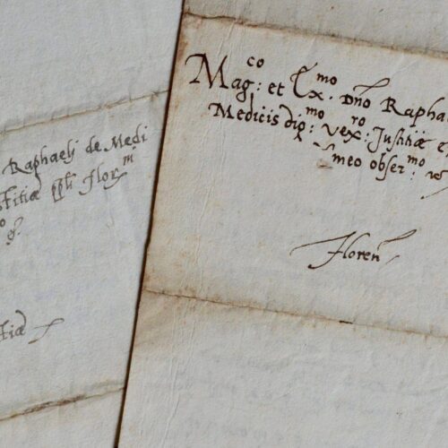Deux lettres adressées à Raphaeli de Médicis sur la mitre du pape Léon X sous Clément VII