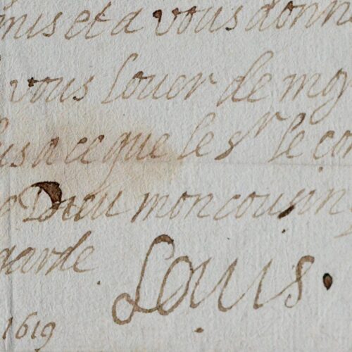 Importante lettre entièrement autographe du roi Louis XIII au duc de Bouillon