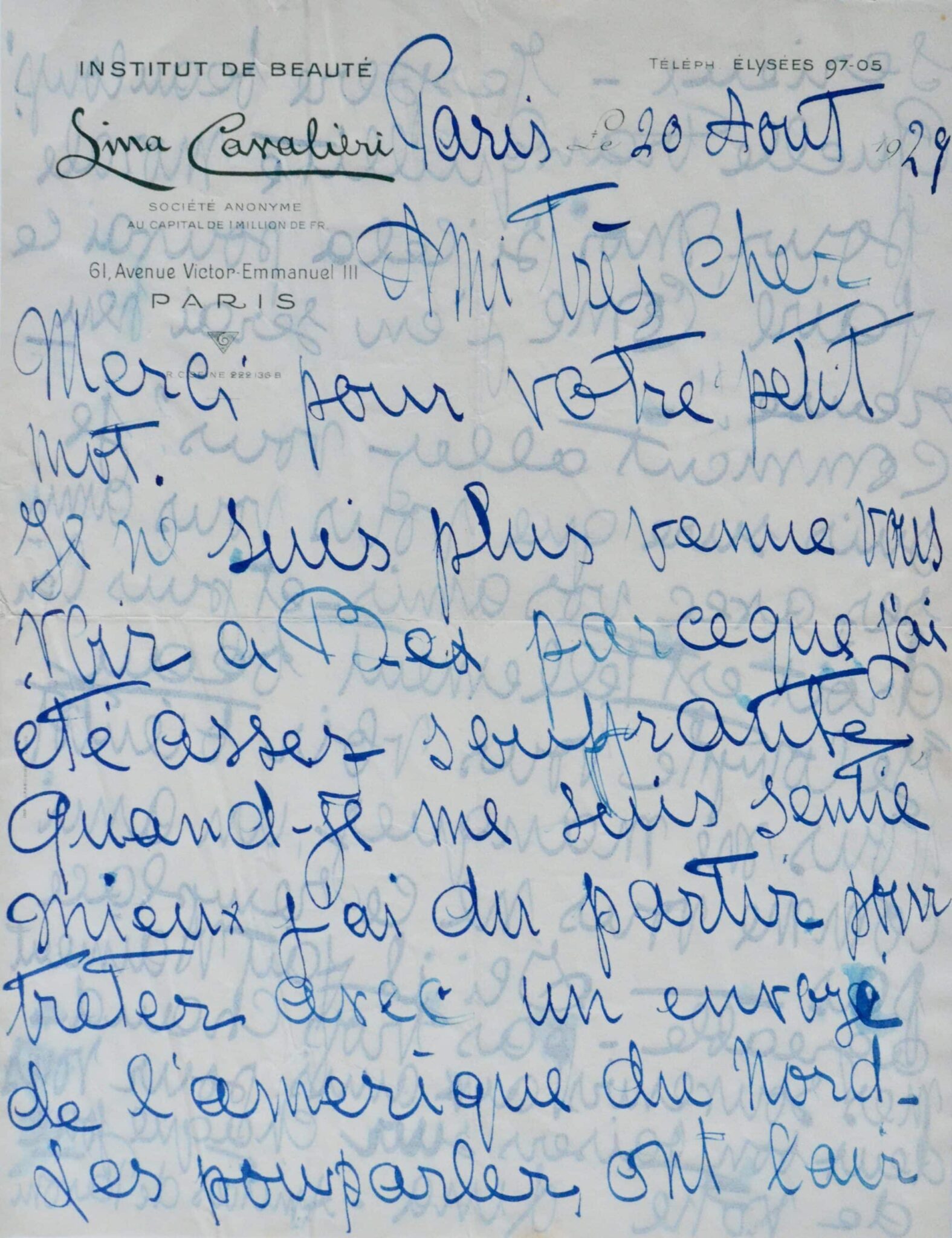 Lettre autographe signée de Lina Cavalieri, la plus belle femme du monde – vue 3 Lettre autographe signée de Lina Cavalieri, la plus belle femme du monde – vue 3