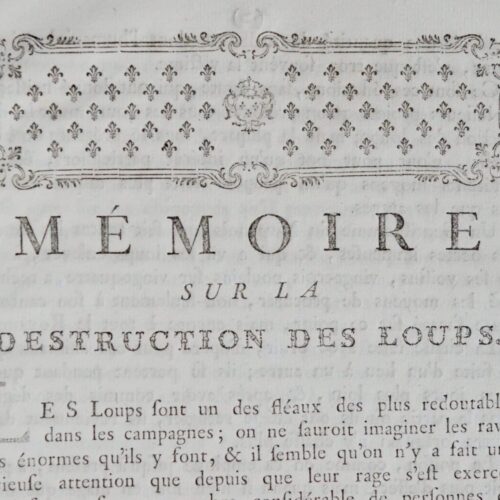 Mémoire sur la destruction des loups de 1770