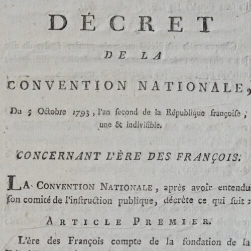 Décret de la Convention instituant le calendrier républicain