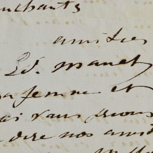 Très rare lettre d'Edouard Manet adressée à son grand ami Stéphane Mallarmé