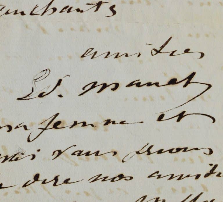 Très rare lettre d&rsquo;Edouard Manet adressée à son grand ami Stéphane Mallarmé
