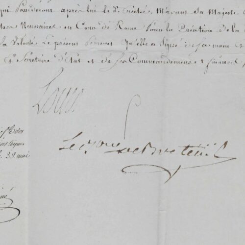 Louis XVI accorde une pension sur l'évêché de La Rochelle au vicaire de Bordeaux Michel de Majance de Camiran