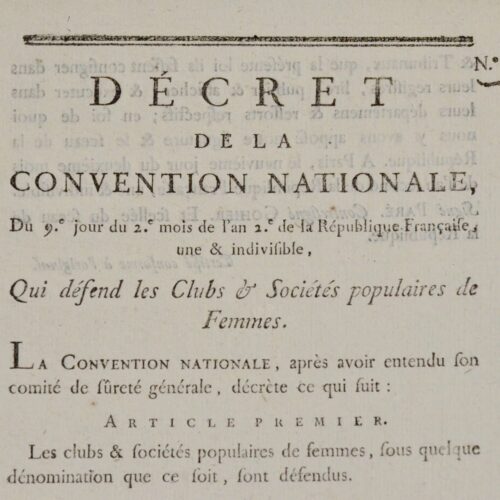 La Convention Nationale interdit les Clubs & Sociétés populaires de Femmes