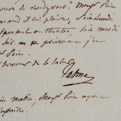 Lettre de Talma au baron Taylor