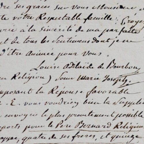 La princesse de sang et abbesse Louise-Adélaïde de Bourbon-Condé demande la charité pour la Trappe