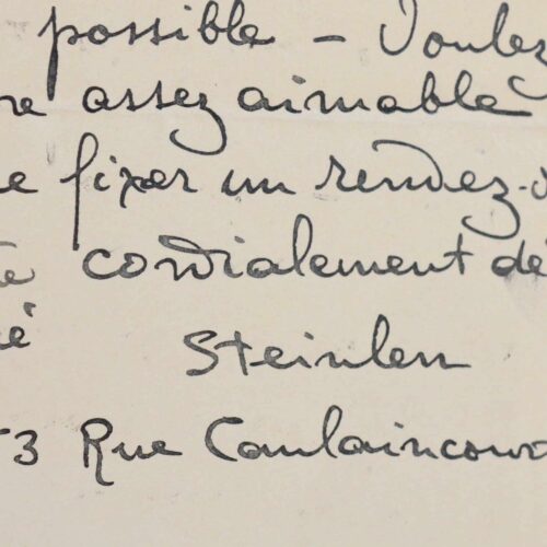 Théophile Alexandre Steinlen demande un rendez-vous à Eugène Fasquelle