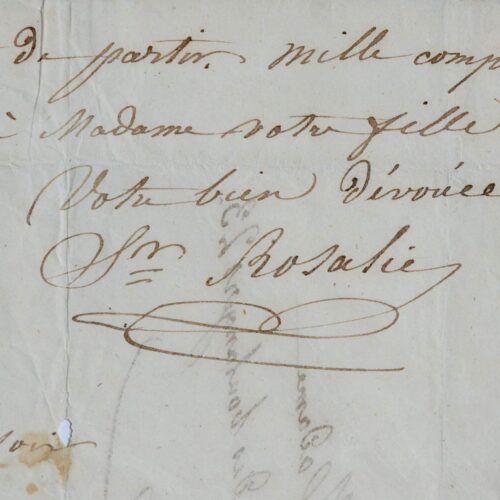 Belle lettre pieuse de Soeur Rosalie, religieuse béatifiée par Jean-Paul II