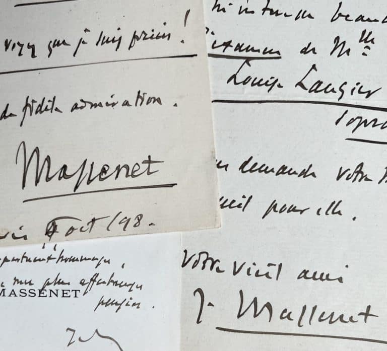 Ensemble de quatre documents de la main du compositeur Jules Massenet
