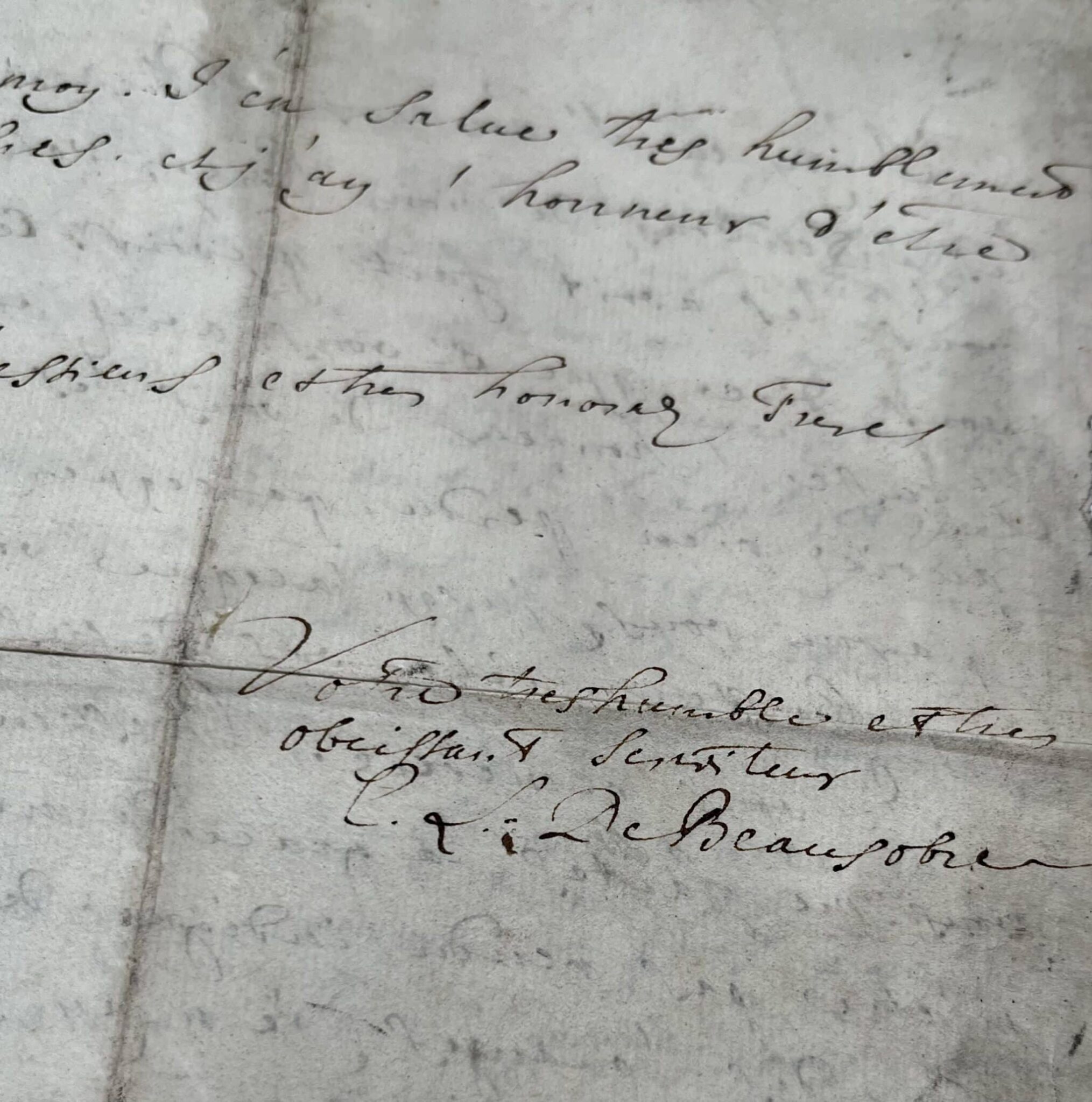 Lettre autographe signée de l’écrivain et philosophe allemand Charles-Louis de Beausobre