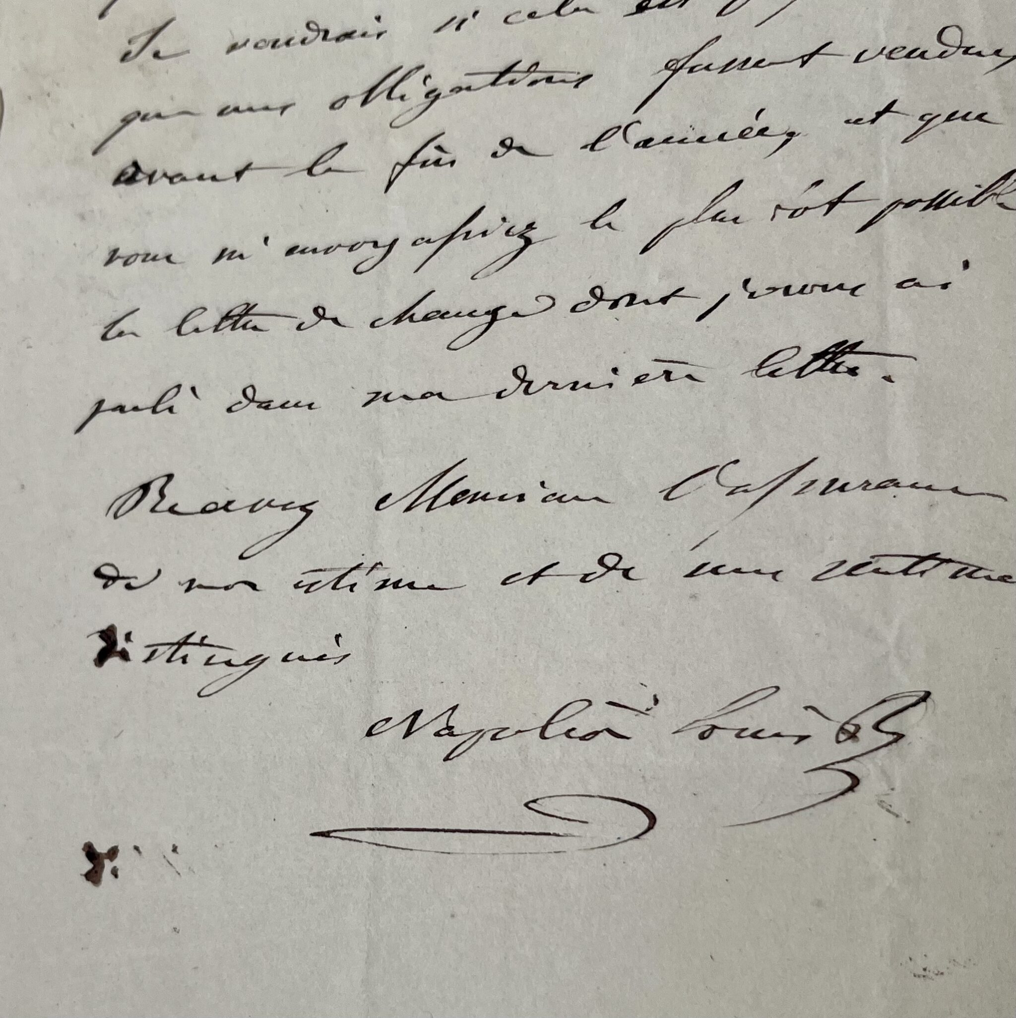 Lettre de Louis Napoléon Bonaparte rédigée d'Arenenberg peu après la mort de sa mère, Hortense de Beauharnais