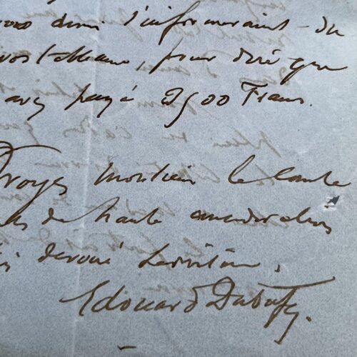 Edouard Dubufe réalise les portraits du comte et de la comtesse de Merval et en demande le paiement