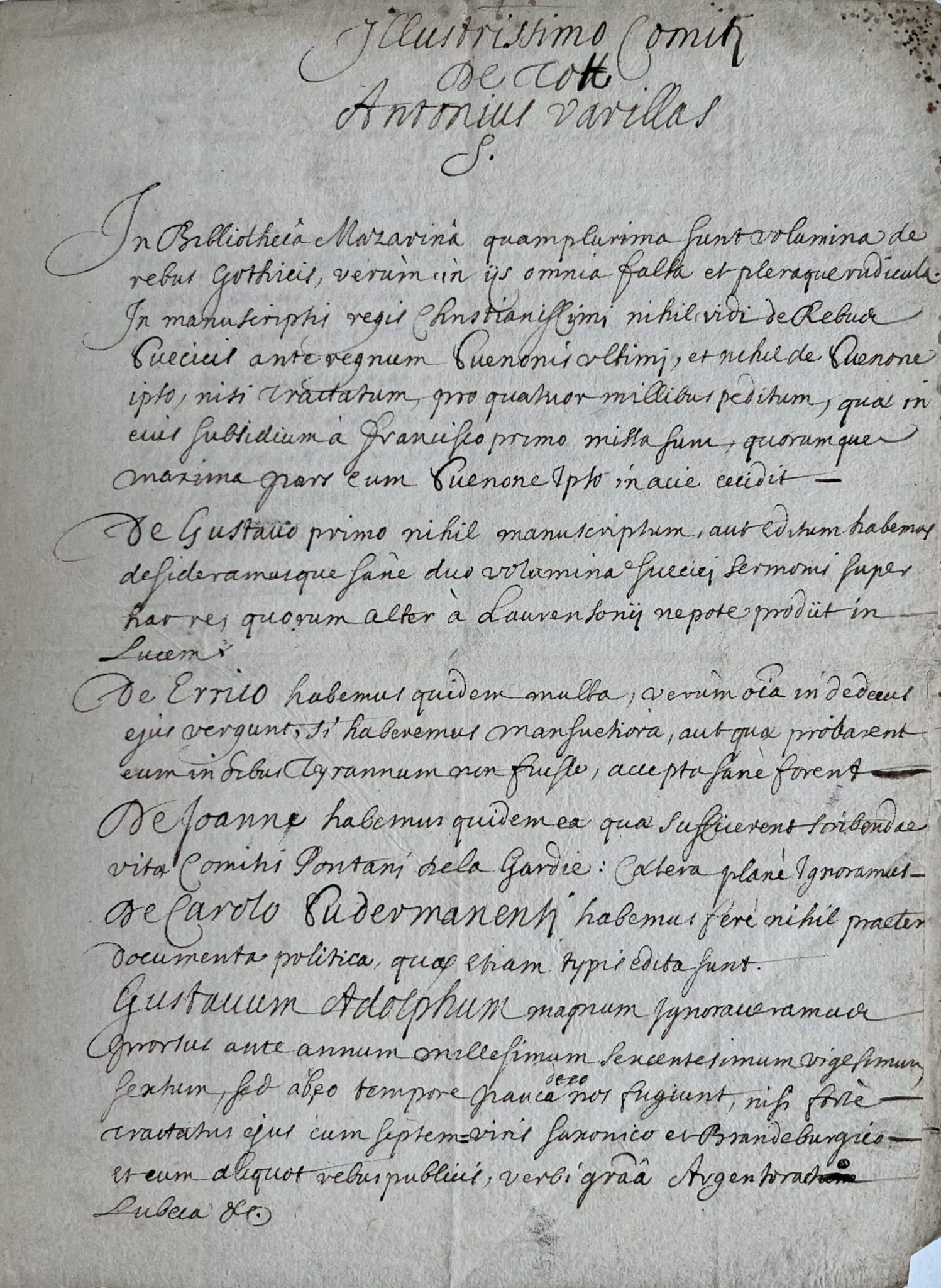 Rares notes bibliographiques autographes d'Antoine Varillas, historiographe de Gaston d'Orléans – vue 2 Rares notes bibliographiques autographes d'Antoine Varillas, historiographe de Gaston d'Orléans – vue 2