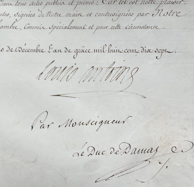 Brevet de secrétaire des commandements signée par Louis-Antoine d&rsquo;Angoulême, en 1817