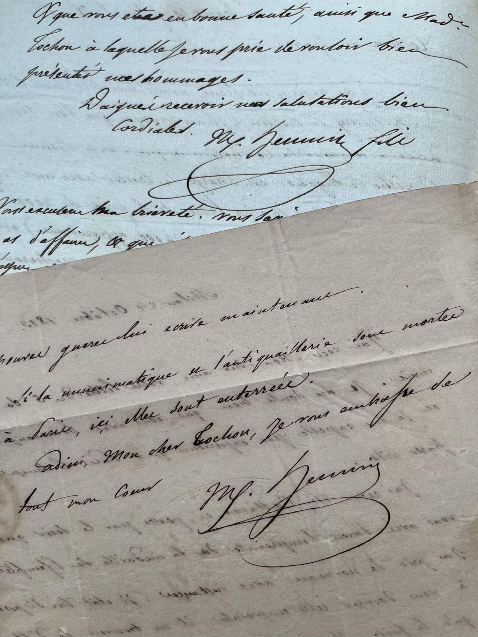 Deux lettres du numismate et collectionneur Michel Hennin, à Joseph-François Tochon, au sujet de sa collection