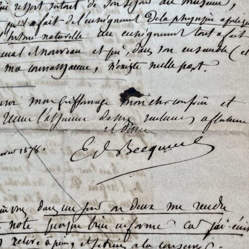 Passionnante lettre d'Edmond Becquerel sur les travaux scientifiques de son père, Antoine-César Becquerel