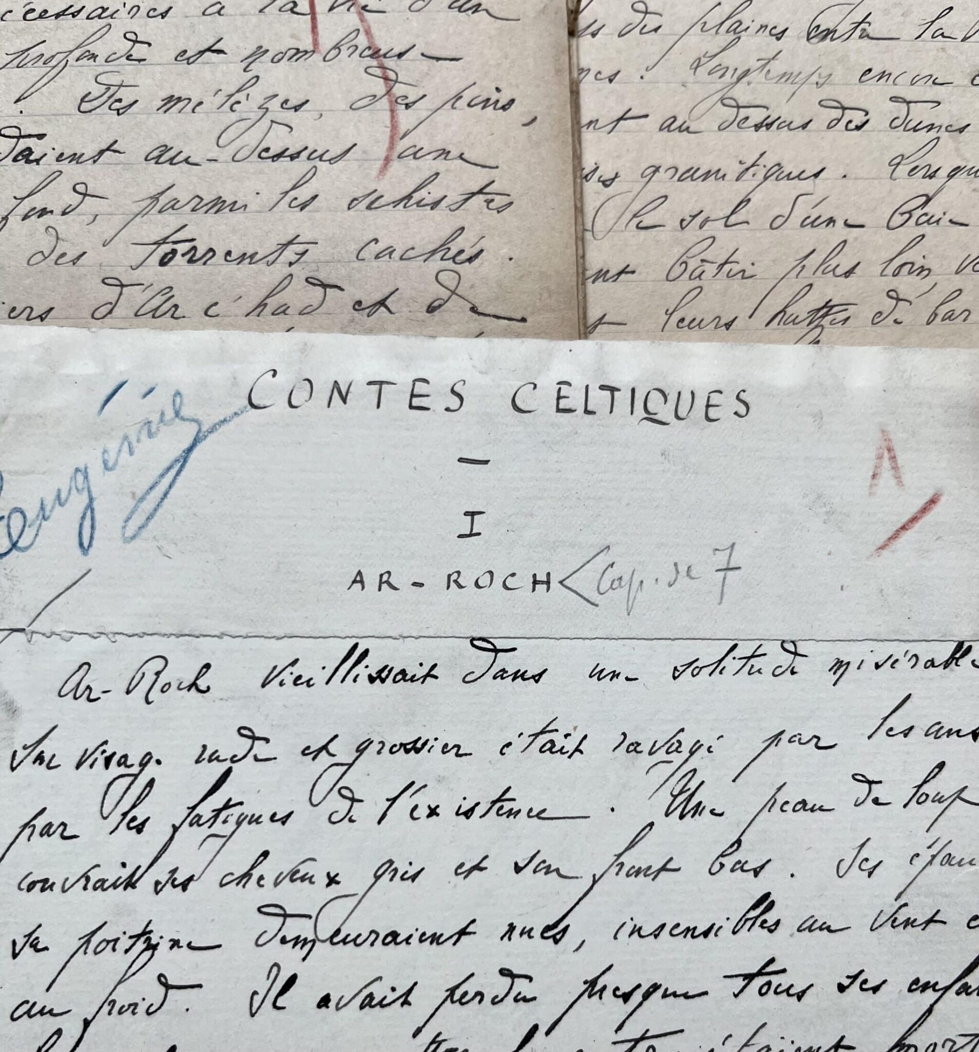 Manuscrits de trois Contes Celtiques d’Yves Le Febvre