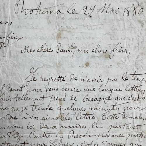 Letter from a missionary in Rotuma, Fiji, dated 1880
