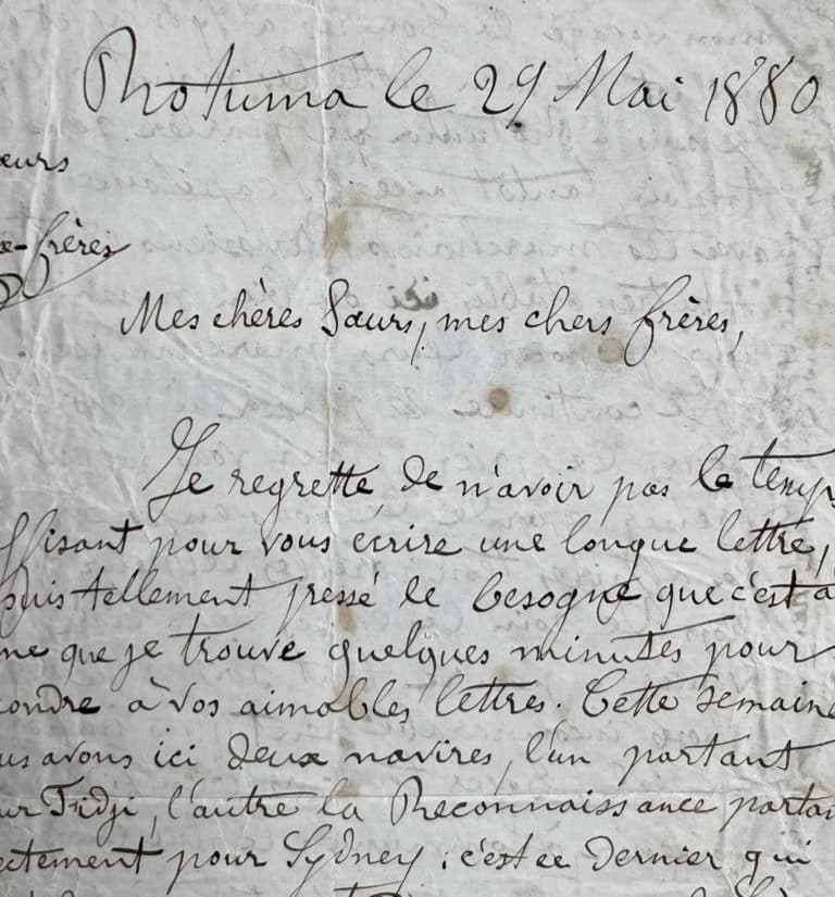 Lettre d&rsquo;un missionnaire à Rotuma, dans les Îles Fidji, datée de 1880