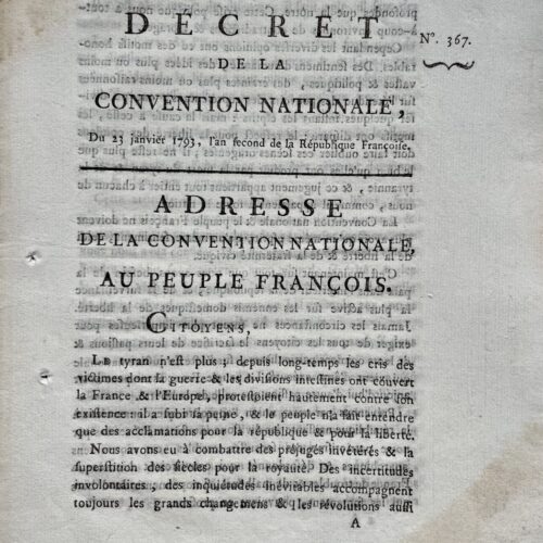 Imprimé annonçant l'exécution de Louis XVI