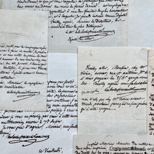 Ensemble de 8 documents de Frédéric-Gaëtan de La Rochefoucauld-Liancourt