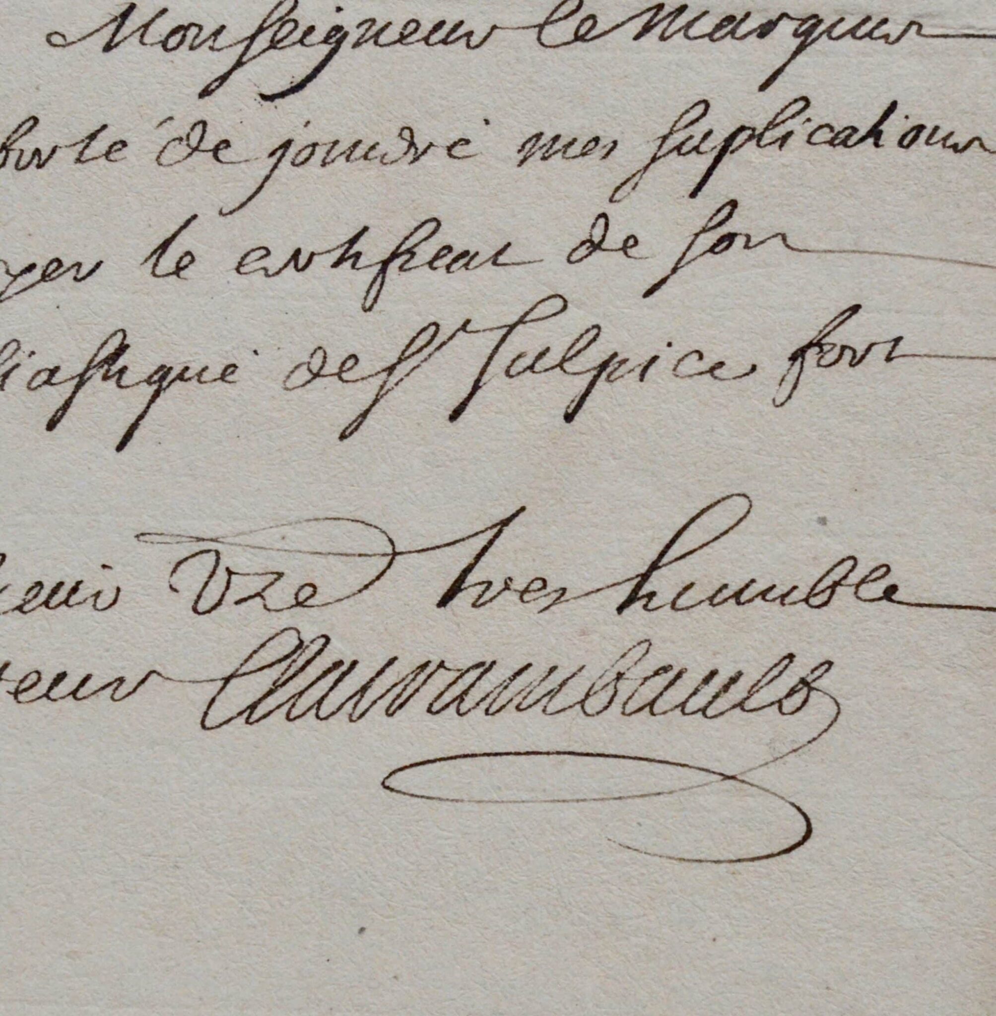 Ensemble de 5 lettres des généalogistes Pierre et Nicolas-Pascal Clairambault (XVIIe-XVIIIe)