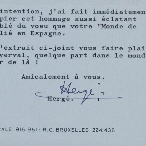 Belle lettre d'Hergé sur "L'Île Noire"